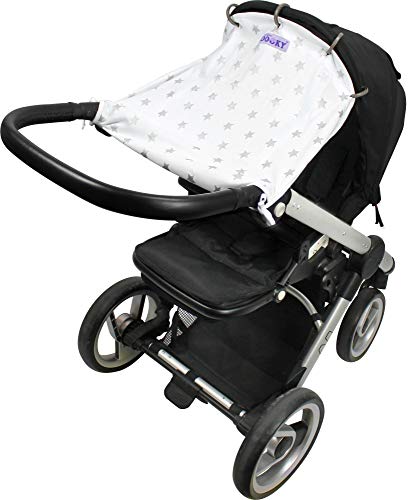 Original Dooky - Parasol para carrito y silla de coche, diseño de estrellas, color blanco y plateado