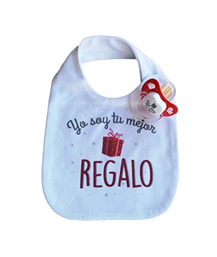 PACK BABERO Y CHUPETE FRASE" Yo soy tu mejor regalo" Regalo bebé Regalo papás