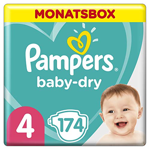 Pampers Baby Dry, Pañales para Bebés, Talla 4 (9-14 kg), 174 unidades