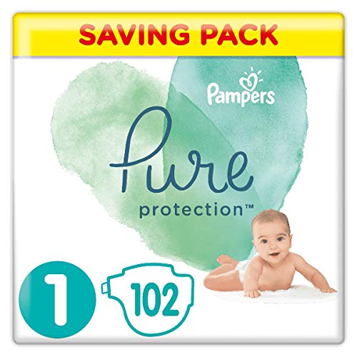 Pampers Pure Protection 81685798 pañal desechable Niño/niña 1 102 pieza(s) - Pañales desechables (Niño/niña, Tape diaper, 2 kg, 5 kg, Multicolor, Algodón)