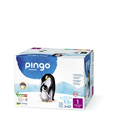 Pañales ecológicos Pingo talla 1 New born (2-5 kg), caja de 2x27