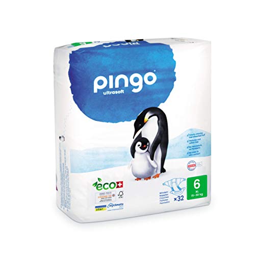 Pañales Ecológicos Pingo Talla 6 XL (15-30 kg), caja de 2x32