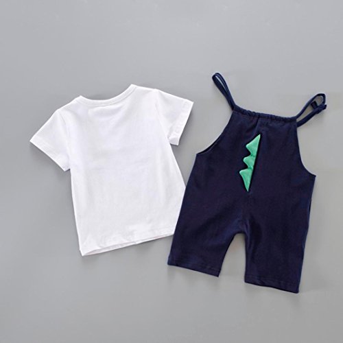 PAOLIAN Conjuntos para bebé niños Unisex Ropa para recién Nacidos Verano Camisetas + Tirantes de Pantalones Corta para bebés niño Impresion Dinosaurs de 12 Meses 18 Meses 24 Meses 3 años (80, Verde)