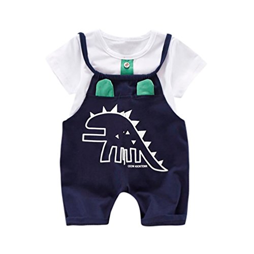 PAOLIAN Conjuntos para bebé niños Unisex Ropa para recién Nacidos Verano Camisetas + Tirantes de Pantalones Corta para bebés niño Impresion Dinosaurs de 12 Meses 18 Meses 24 Meses 3 años (80, Verde)