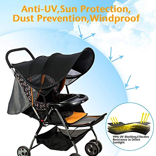 Parasol para cochecito, Sombrilla para cochecito, Toldo carrito bebe anti-UV, Universal y fácil de instalar