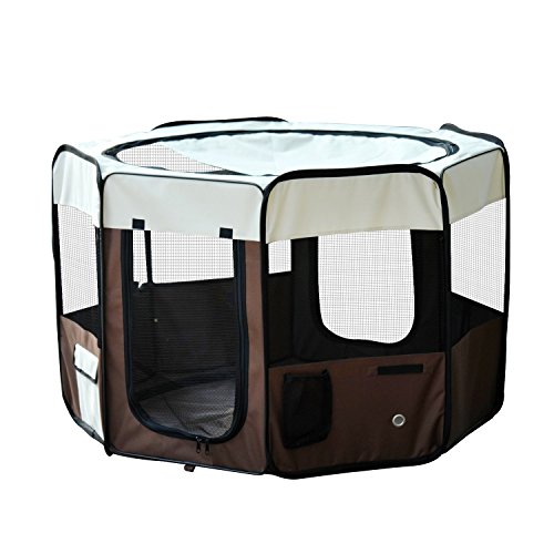 PawHut Parque de Juego Entrenamiento y Dormitorio 116x116x71 cm Mascotas Perro Gato