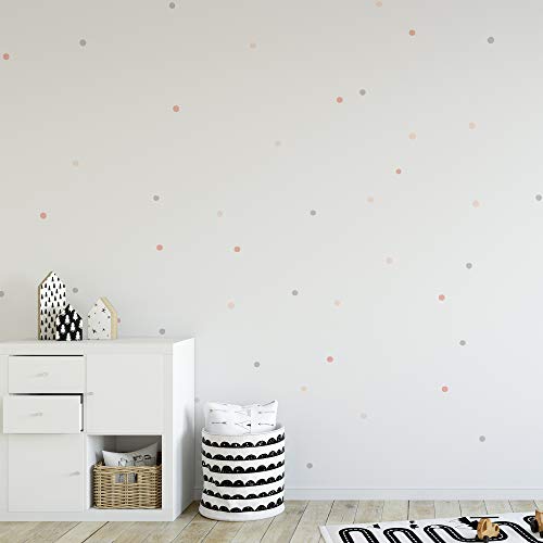 Pegatinas y Vinilos para Decoración de Pared | Puntos Círculos Imperfectos | Adhesivos decorativos Nórdico Infantil | 75uds | Rosa