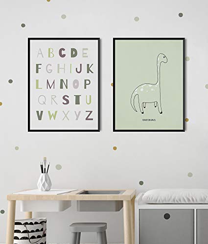 Pegatinas y Vinilos para Decoración de Pared | Puntos Círculos Imperfectos | Adhesivos decorativos Nórdico Infantil | 75uds | Verdes