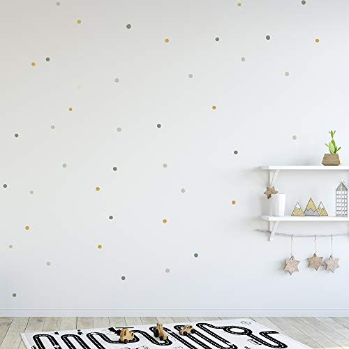 Pegatinas y Vinilos para Decoración de Pared | Puntos Círculos Imperfectos | Adhesivos decorativos Nórdico Infantil | 75uds | Verdes