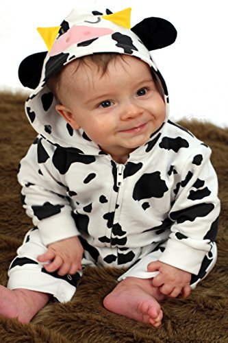 Pelele para bebé de Baby Moo's, diseño de vaca; disfraz de bebé, regalo ideal para niñas o niños multicolor Black, White Talla:0-3 Meses