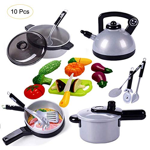 Per Juguetes de Cocinar Utensilios de Cocina Juegos de rol Juguetes de Cocina Pretenden Ollas Sartenes Kits para Niños