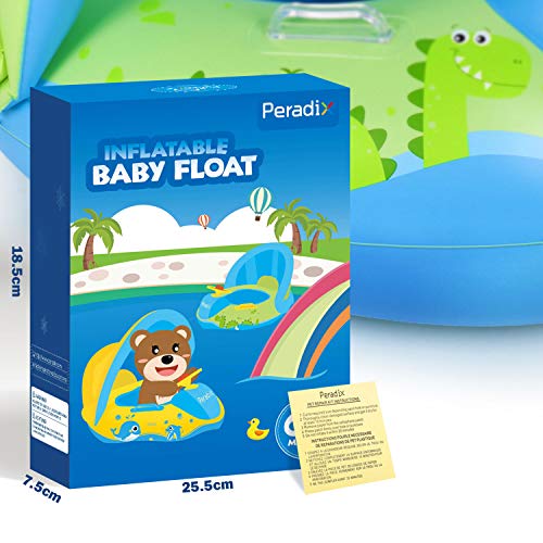 Peradix Flotador para Bebé con Asiento, Respaldo, Techo del sol, Barca Bebé de Piscina para 6 meses bebé (Verde)