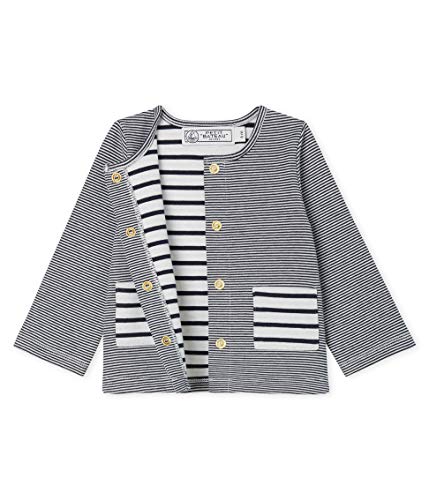 Petit Bateau Cardigan_4996101 Chaqueta Punto, Multicolor (Smoking/Marshmallow 01), 95 (Talla del Fabricante: 12M/74centimeters) para Bebés