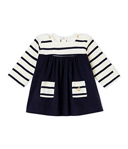 Petit Bateau Robe ML_4409401 Vestido, Multicolor (Coquille/Abysse 01), 68 cm (Talla del Fabricante: 6M/67 cm) para Bebés