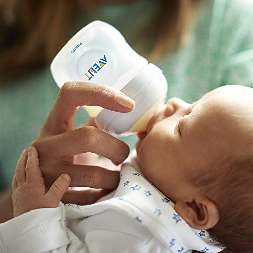 Philips Avent Biberón Natural SCF030/17 - Biberón de 125 ml con tetina con flujo para recién nacidos, diseñada para imitar el tacto del pecho, 0% BPA, 0m+, color transparente