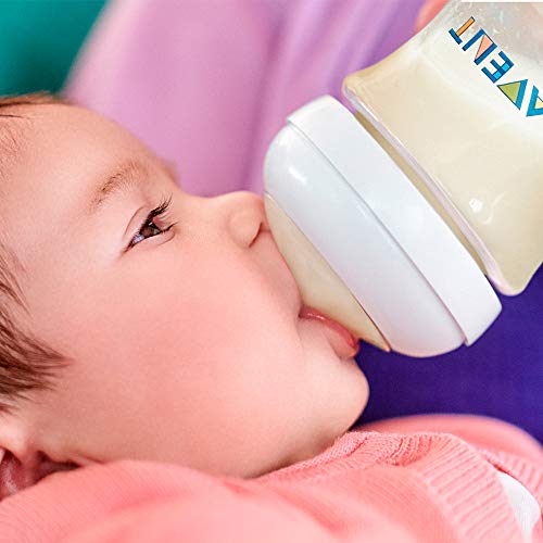 Philips Avent Biberón Natural SCF030/17 - Biberón de 125 ml con tetina con flujo para recién nacidos, diseñada para imitar el tacto del pecho, 0% BPA, 0m+, color transparente