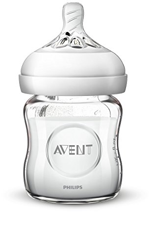 Philips Avent Biberón Natural SCF030/27 - Pack de dos biberones de 125 ml con tetina con flujo para recién nacidos, diseñada para imitar el tacto del pecho, 0% BPA, 0m+, color transparente