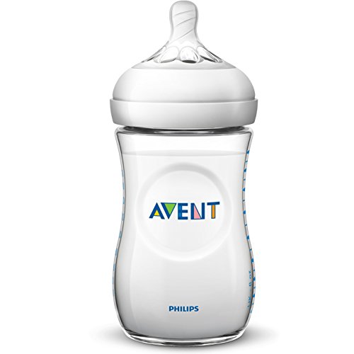 Philips Avent Biberón Natural SCF033/27 - Pack de dos biberones de 260 ml con tetina con flujo para recién nacidos, diseñada para imitar el tacto del pecho, 0% BPA, 1m+, color transparente