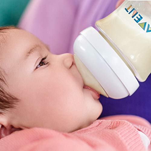 Philips Avent Biberón Natural SCF036/17 - Biberón de 330 ml con tetina con flujo para recién nacidos, diseñada para imitar el tacto del pecho, 0% BPA, 6m+, color transparente