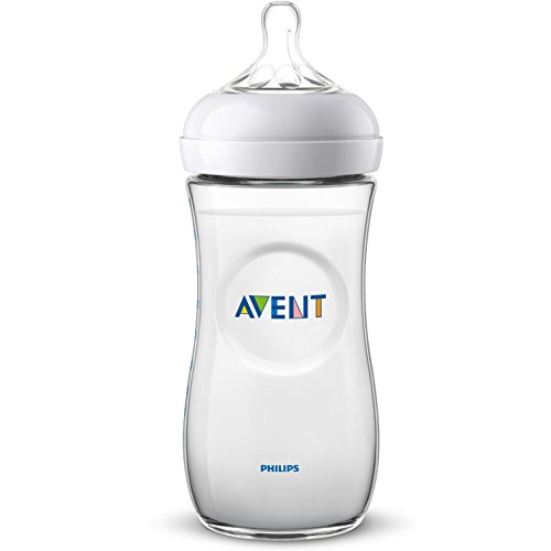 Philips Avent Biberón Natural SCF036/27 - Pack de dos biberones, de 330 ml con tetina con flujo para recién nacidos, diseñada para imitar el tacto del pecho, 0% BPA, 6m+, color transparente