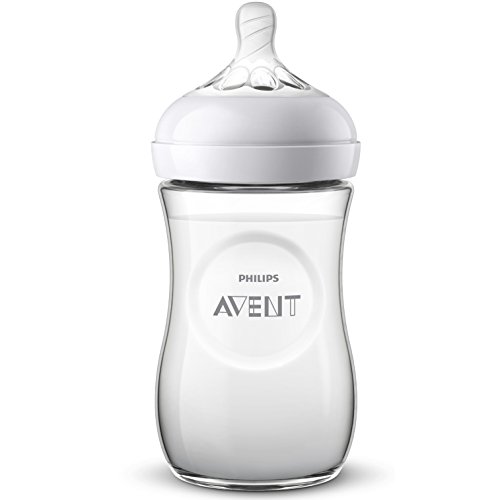 Philips Avent Biberón Natural SCF070/22 - Biberón de 260 ml con tetina con flujo para recién nacidos, diseñada para imitar el tacto del pecho, 0% BPA, 1m+, Safari Hipo