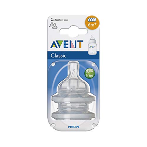 Philips Avent SCF044/27-2 - Tetinas natural flujo rápido, 6m+, con 3 agujeros, medida 4