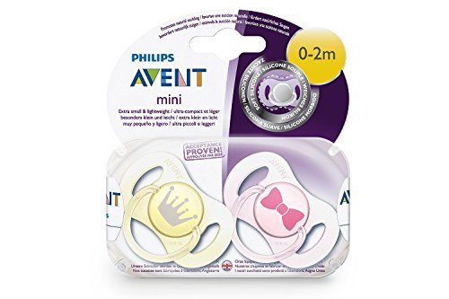 Philips Avent SCF151/02 - Set de 2 chupetes mini para bebé, 0-2 meses, color rosa