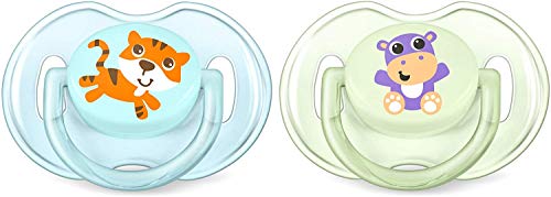 Philips Avent SCF169/25 - Set de 2 chupetes Gama Safari, de 0 a 6 meses, diseño tigre o hipopótamo, para niño