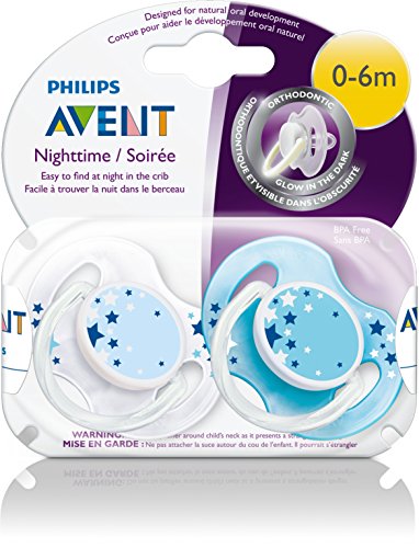 Philips Avent SCF176/18 - Chupete nocturno que brilla en la oscuridad, 2 unidades, de 0 a 6 meses, niño, surtido: modelos y colores aleatorios