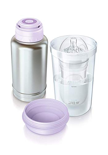 Philips Avent SCF256/00 - Calientabiberones termo no eléctrico con tapa con vertido fácil, tapa protectora, color gris