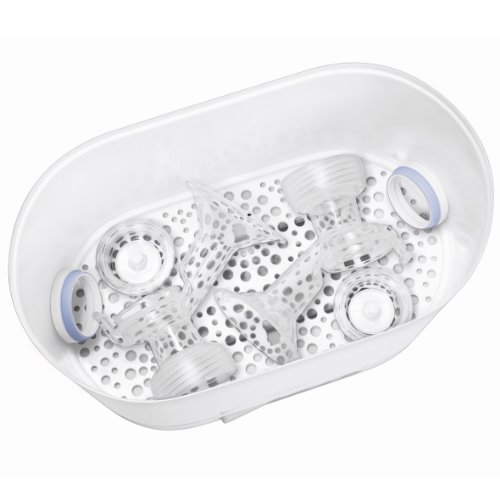 Philips Avent SCF285/02 - Esterilizador a vapor eléctrico 3 en 1 apto para biberones de cuello ancho y estrecho, ciclo de 6 minutos con desconexión automática, elimina un 99,9% de gérmenes dañinos