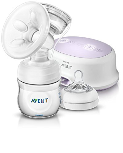 Philips Avent SCF332/01 - Sacaleches, extractor de leche eléctrico, con cojín masajeador suave, incluye biberón