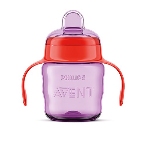 Philips Avent SCF551/03 - Vaso con boquilla de silicona para niña, válvula antigoteo, sin BPA, para bebe de 6 meses, 200 ml, color rosa