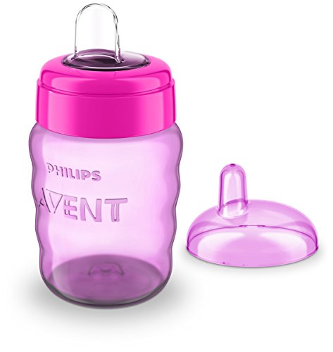 Philips Avent SCF553/03 - Vaso con boquilla de silicona para niña, válvula antigoteo, sin BPA, para 9 meses, 260 ml, color rosa