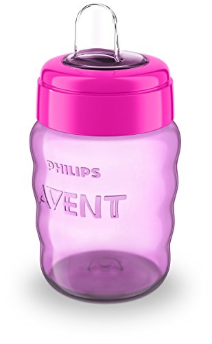 Philips Avent SCF553/03 - Vaso con boquilla de silicona para niña, válvula antigoteo, sin BPA, para 9 meses, 260 ml, color rosa