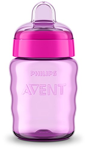 Philips Avent SCF553/03 - Vaso con boquilla de silicona para niña, válvula antigoteo, sin BPA, para 9 meses, 260 ml, color rosa