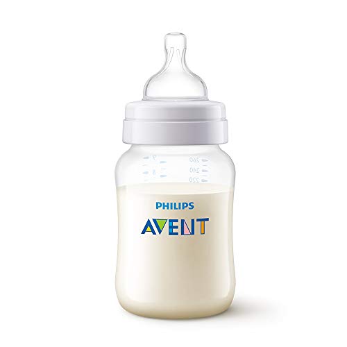 Philips Avent SCF563/17 - Biberón Classic+ de 260 ml, tetina de flujo para recién nacidos, anticólico, color Azul transparente