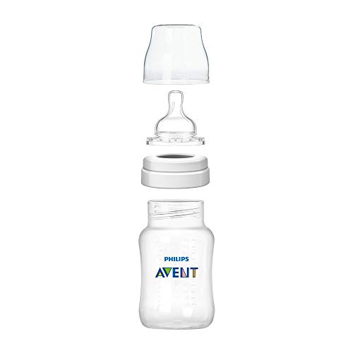 Philips Avent SCF563/17 - Biberón Classic+ de 260 ml, tetina de flujo para recién nacidos, anticólico, color Azul transparente