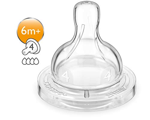 Philips Avent SCF634/27 - Tetina de silicona anti-cólicos con flujo rápido, 6m+