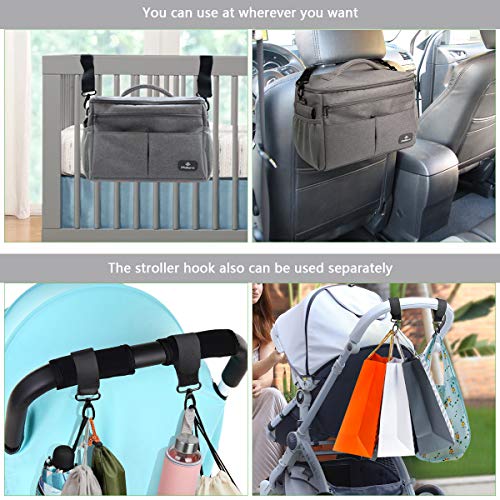 PHILORN Bolso Carro Bebé Universal con Portavasos Aislado y Correa Para el Hombro, Gran Espacio, Bolsa Organizadora de Cochecitos, Bebé Bolsa de Almacenamiento - Apto Para la Mayoría de las Carriolas