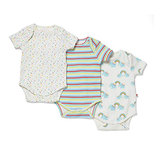 Piccalilly - Conjunto de 3 bodies de bebé de algodón orgánico unisex con rayas arcoíris Multicolor multicolor 0-3 Meses