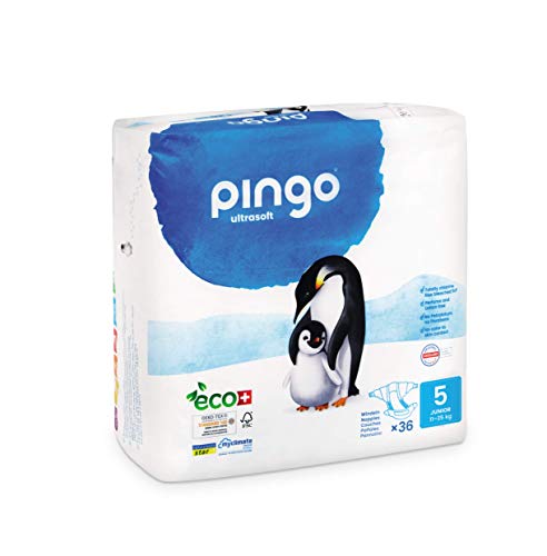 Pingo Pañales Ecológicos Talla 5 Junior (12-25 Kg) - Caja de 2 x 36, Blanco