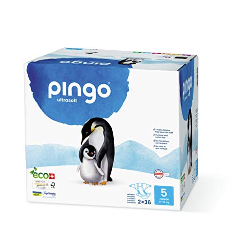 Pingo Pañales Ecológicos Talla 5 Junior (12-25 Kg) - Caja de 2 x 36, Blanco