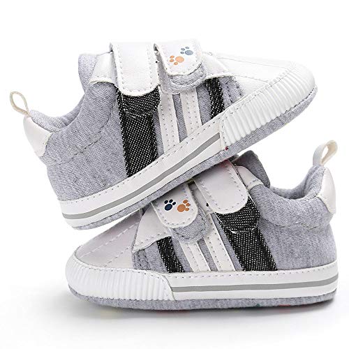 PinkLu Velcro Zapatos de Algodon Bebé recién Nacido Niñas bebés niños Zapatos de Cuna Suela Blanda Antideslizante Zapatillas Lona