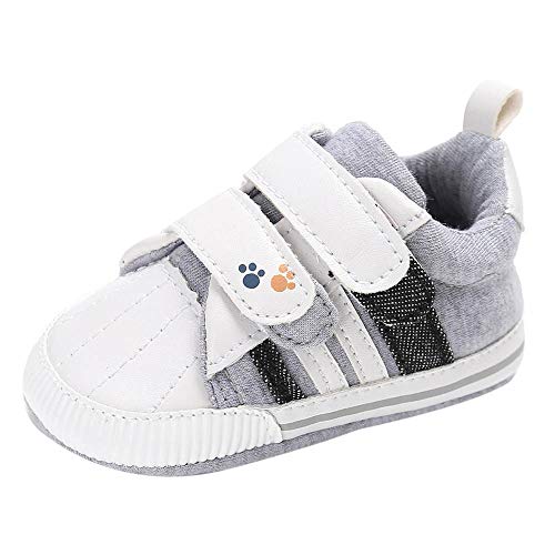 PinkLu Velcro Zapatos de Algodon Bebé recién Nacido Niñas bebés niños Zapatos de Cuna Suela Blanda Antideslizante Zapatillas Lona