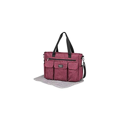 Pirulos Bolso Gemelar + Cambiador Bebé Portátil de Gran Tamaño con Diseño Denim Materiales de Alta Calidad/Bolso Carro Gemelar, Medidas 45x35x13cm Color Burdeos