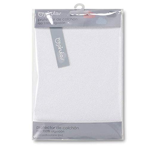 Pirulos Protector Colchón para Mini Cuna de Bebé/Protector de Colchón e Impermeable Anti Ácaros, Medidas 50x80cm Color Blanco