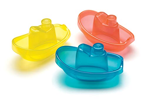 Playgro Barquitos Flotantes, 3 piezas, Sin BPA, Desde los 6 Meses, Bright Baby Boats, Azul/Rojo/Amarillo, 40146