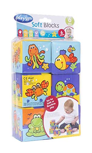 Playgro Cubos Blandos para el Baño, 6 Piezas, Con Animales Multicolores, Desde los 6 Meses, Dimensiones: 7 x 7cm, Multicolor, 40093