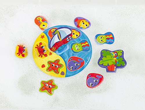 Playgro Puzzle de Baño, 9 Piezas, Con Animales Multicolores, Desde los 6 Meses, Sin BPA, Dimensiones: 25 x 25 cm, Floaty Boat Bath Puzzle, Multicolor, 40172